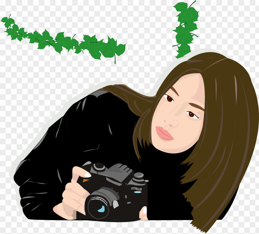 Vector Hand-painted Women Take The Camera Photography Paparazzi PNG