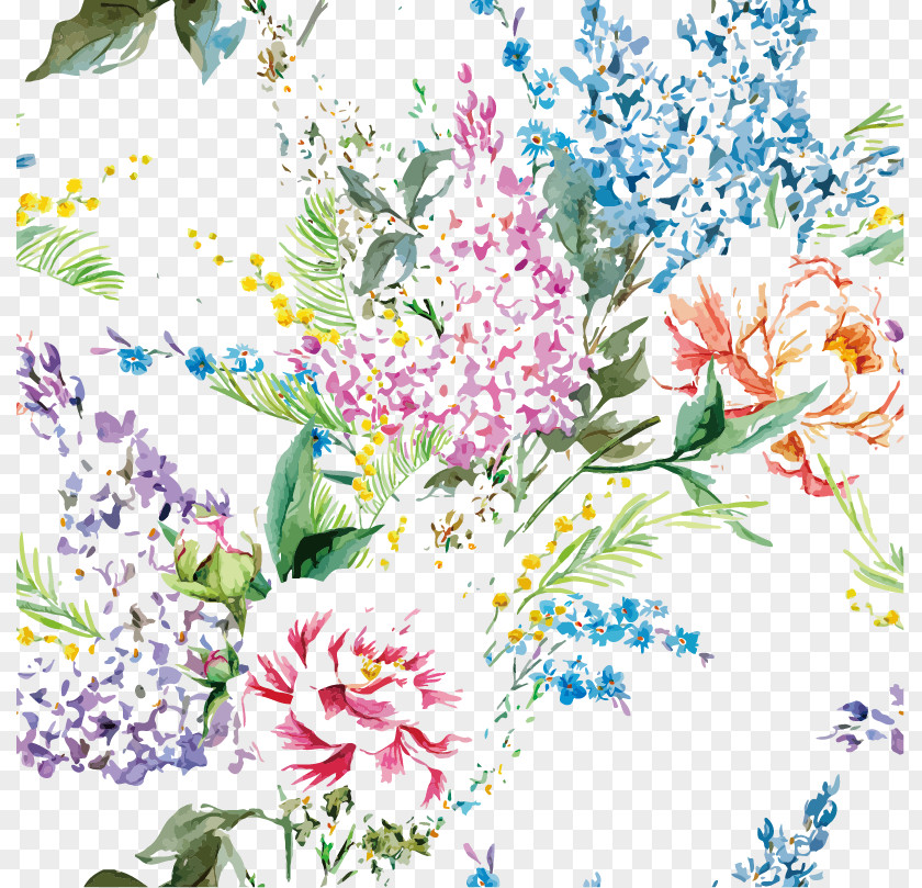 Floral Background Material Flower Watercolor Painting Design PNG