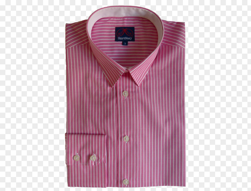 Pink Stripe Dress Shirt Collar Sleeve Button M PNG