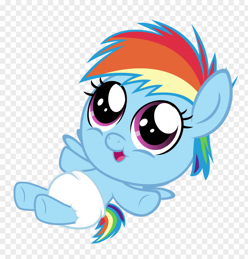 Baby In Diaper Pony Rainbow Dash Fluttershy Spike Cuteness PNG