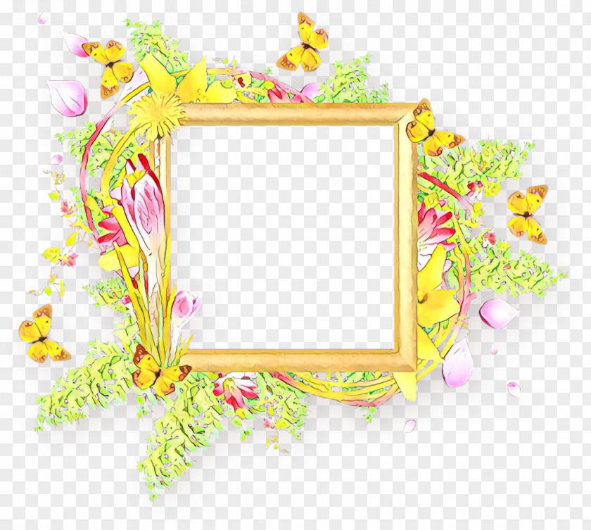 Interior Design Rectangle Watercolor Floral Frame PNG