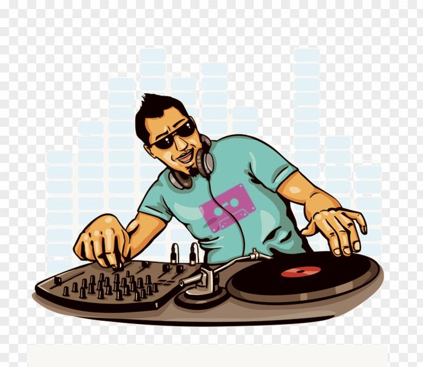 DJing Cartoon Characters Disc Jockey DJ Mixer Illustration PNG