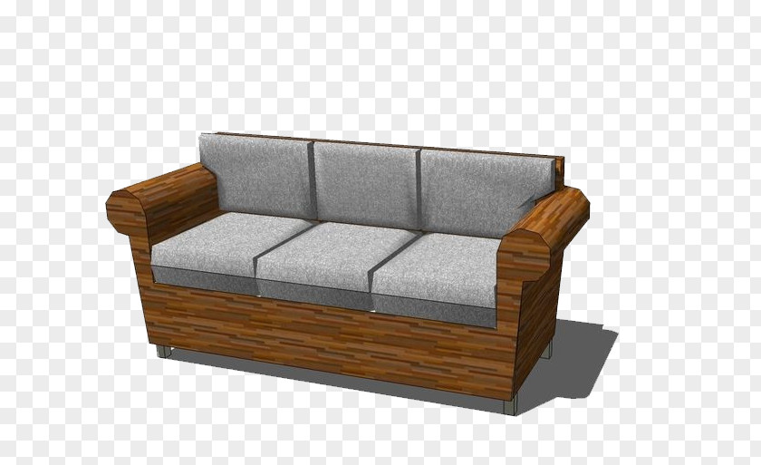 Gray Wooden Sofa Model Couch Bed Living Room Furniture Wood PNG