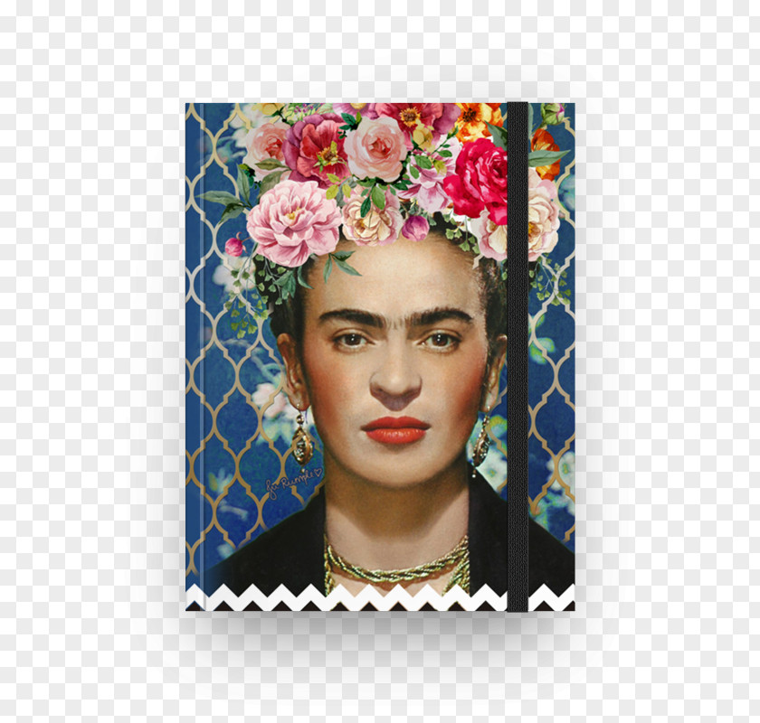 Painting Frida Kahlo Floral Design Self-Portrait With Thorn Necklace And Hummingbird Art PNG