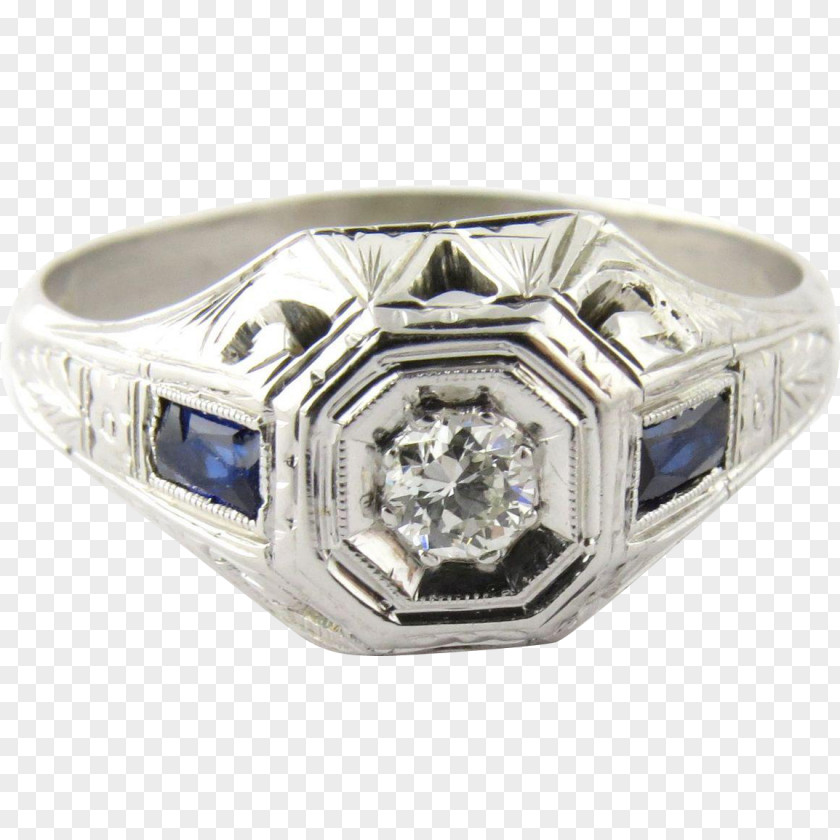 Sapphire Ring Art Deco Jewellery Gold PNG