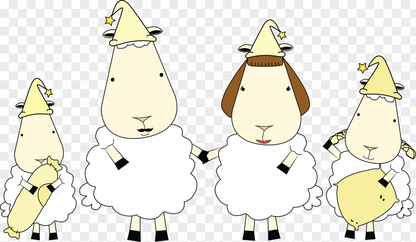 Ecological Sheep Fiction Line Art PNG