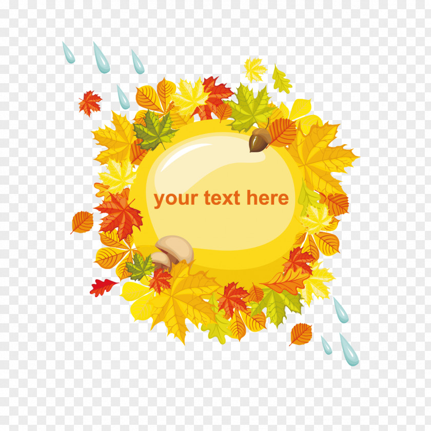 Vector Autumn Leaves And Raindrops Photography Clip Art PNG