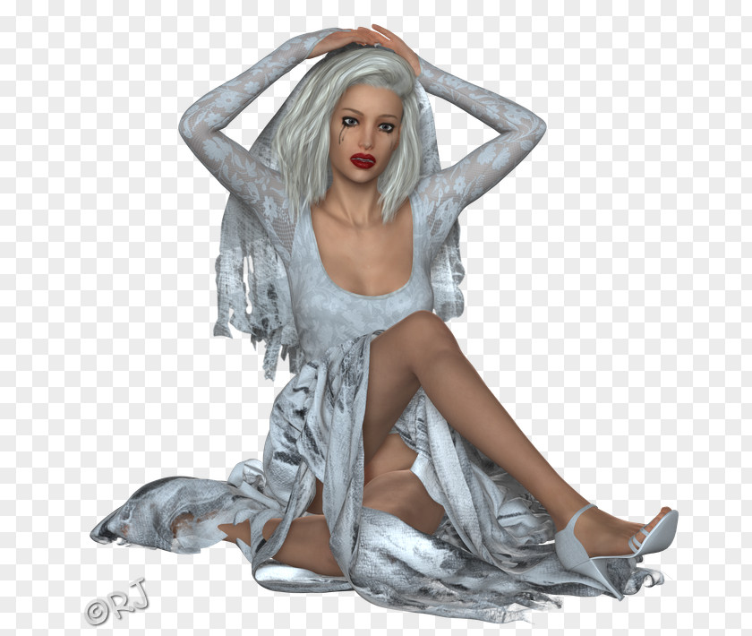 Ghost Bride Human Hair Color Muscle Figurine PNG