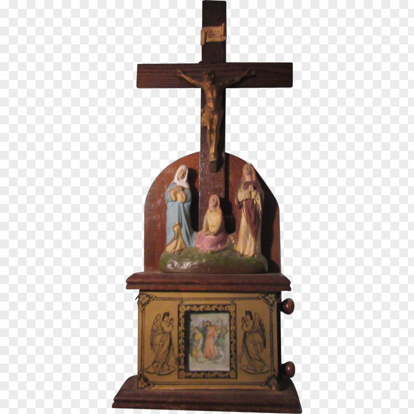Lovely Old Box Crucifix Stations Of The Cross Burial Jesus Christian PNG
