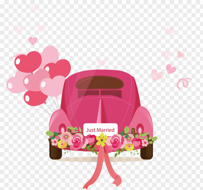 Cartoon Car Wedding Invitation Marriage PNG
