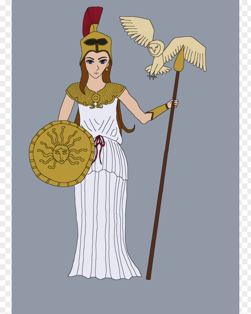 Goddess Athena Parthenos Medusa Owl PNG
