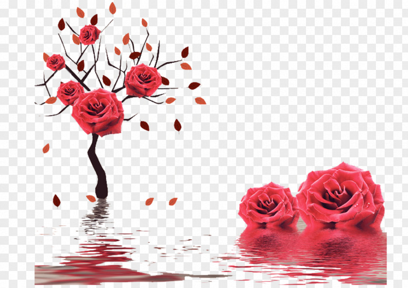 Red Cartoon Rose Tree Poster Decoration PNG cartoon rose tree poster decoration clipart PNG