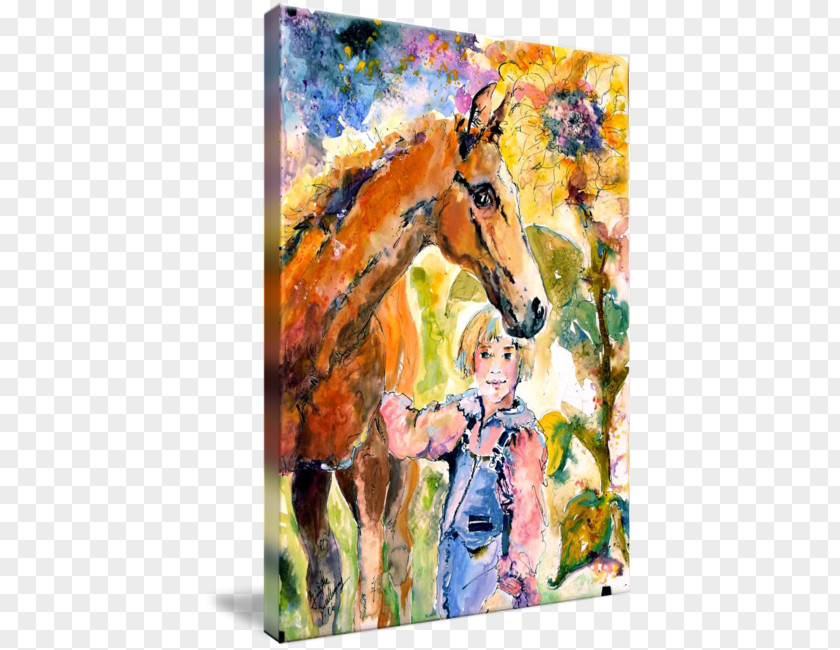 Ink Watercolor Painting Horse Gallery Wrap PNG
