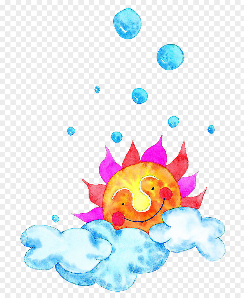 Painted Sun Cartoon Illustration PNG