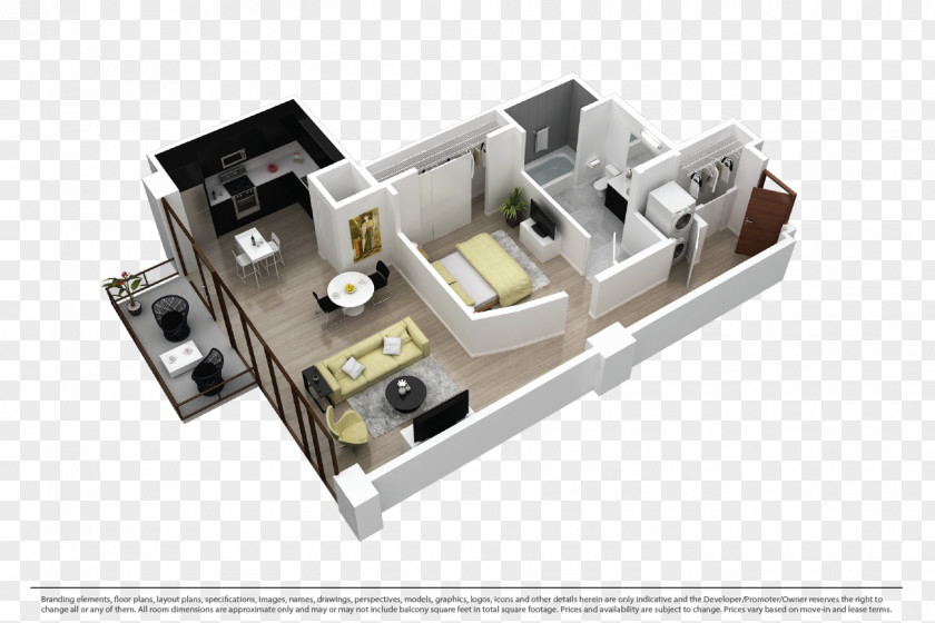 Apartment 8th And Hope 3D Floor Plan Renting PNG
