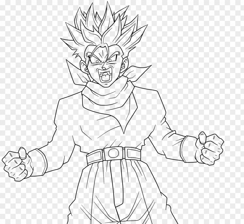 Baby Trunks Vegeta Goten Line Art PNG