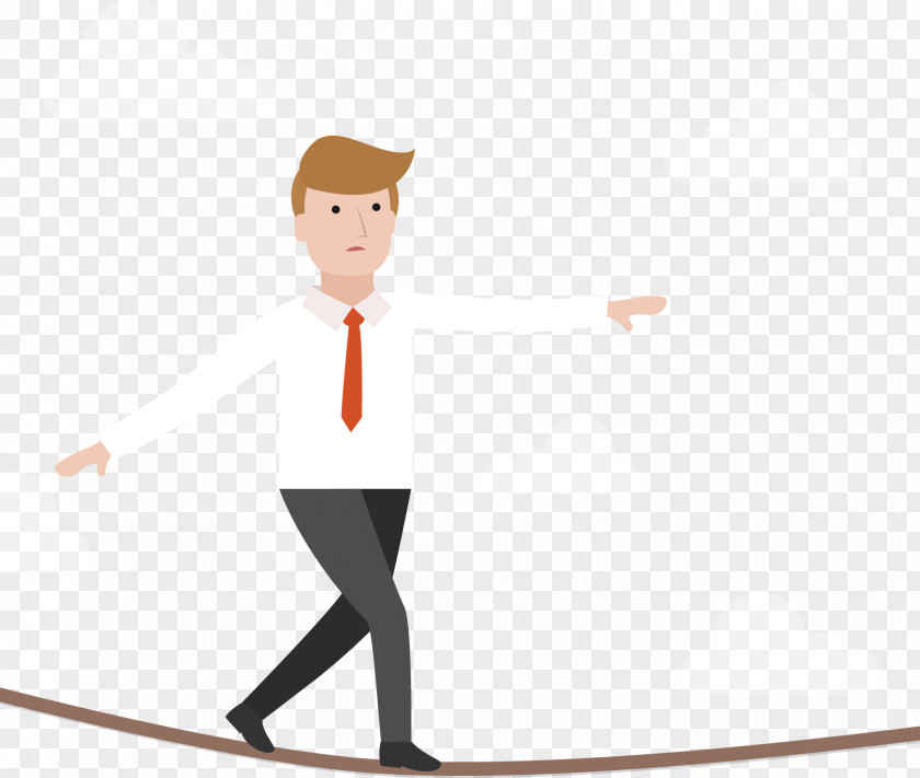 Business Man Walking At High Altitude Rope Vector Material If(we) Advertising Download PNG