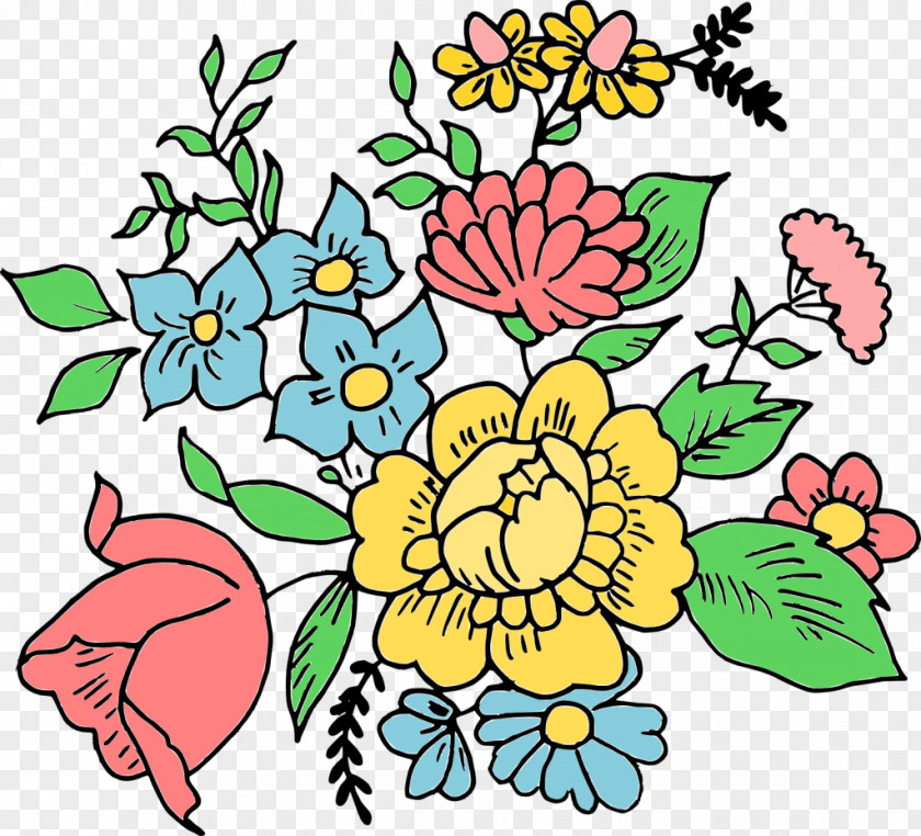 5 Flower Art Floral Design Drawing PNG