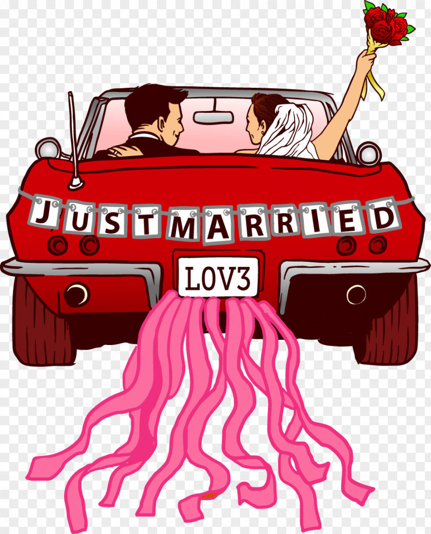 Vector Wedding Car Invitation Marriage Proposal PNG