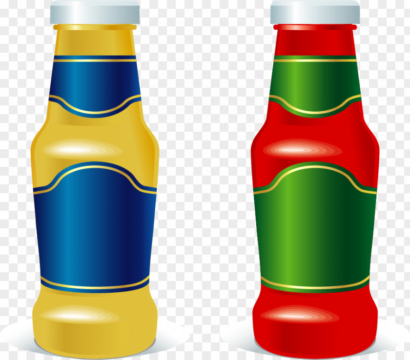 Vector Hand-painted Bottle Of Juice Hot Dog Hamburger Fast Food Barbecue Sauce Ketchup PNG
