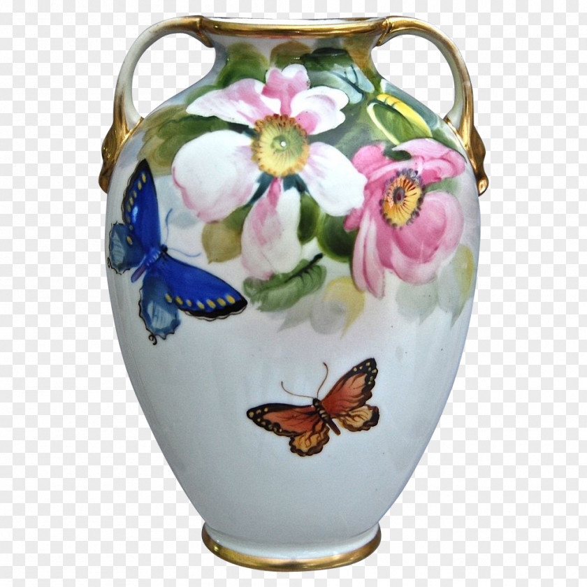 Hand-painted Flowers Picture Material Jug Vase Porcelain Pitcher Urn PNG