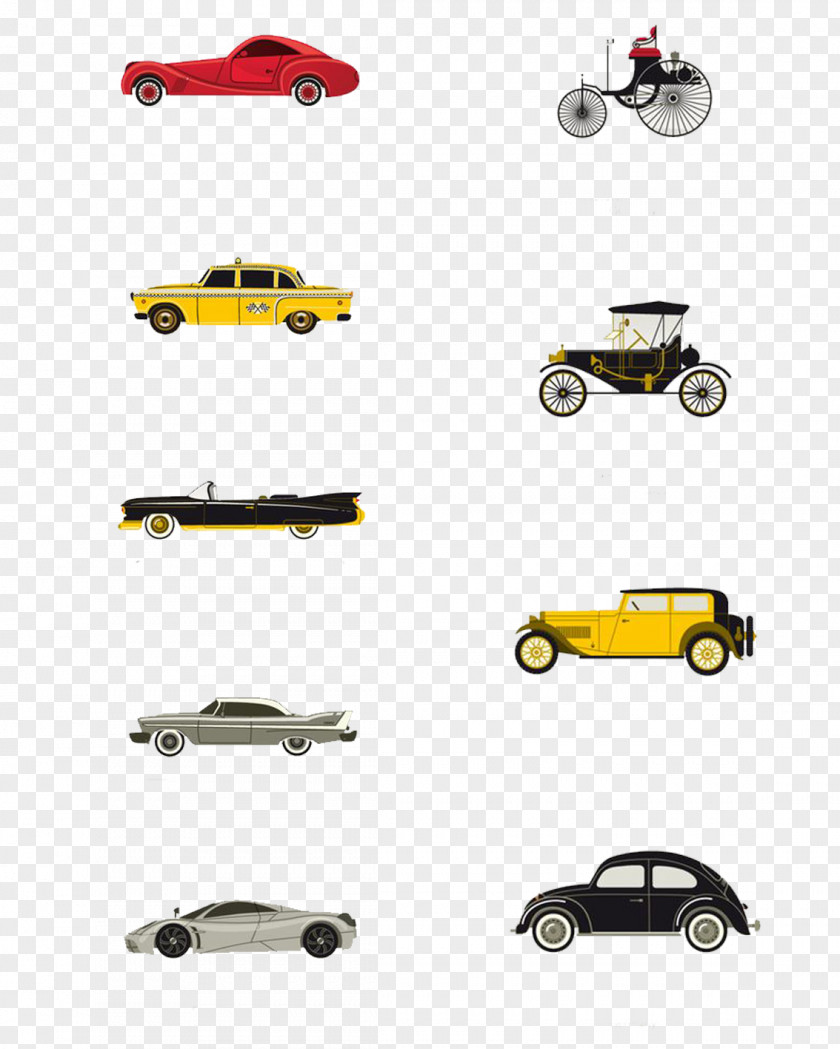 Retro Car Cartoon Illustration PNG