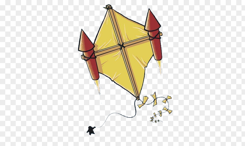 Rocket Kite Cartoon Illustration PNG