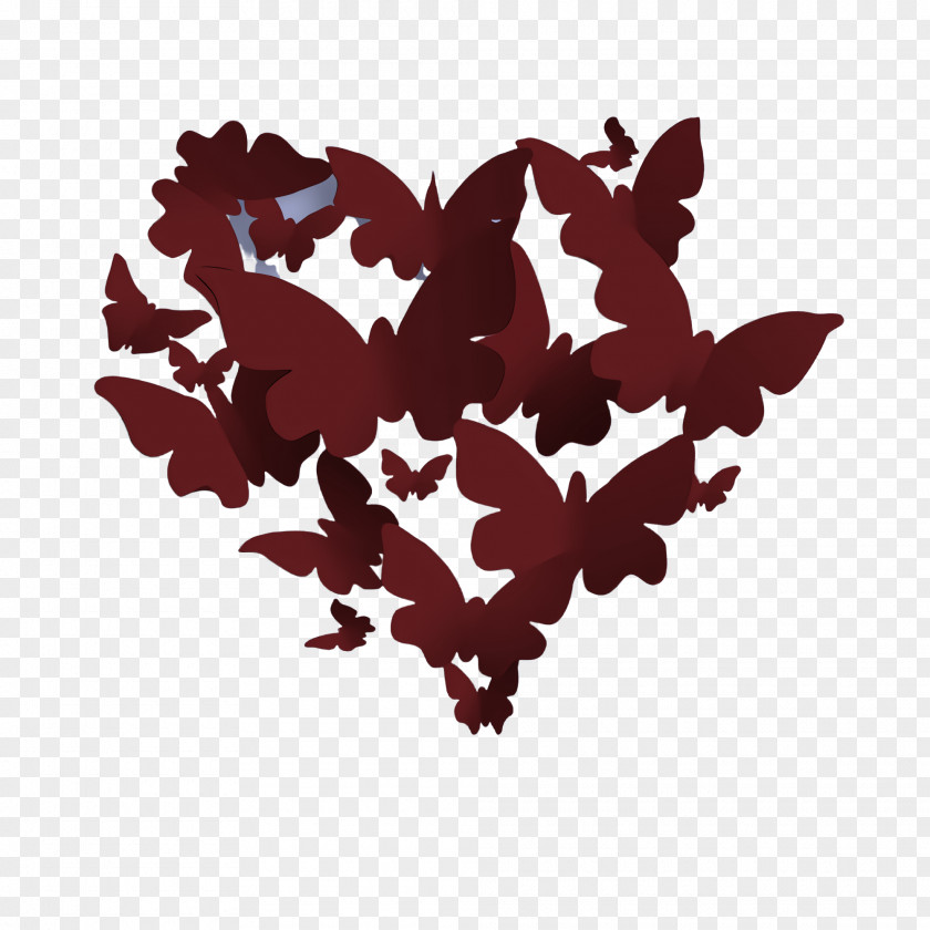 Leaf Red Heart Plant Butterfly PNG