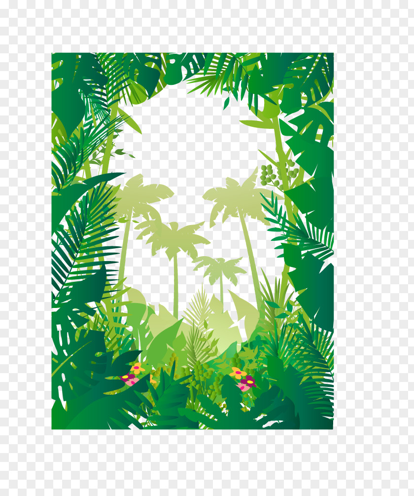 Vector Material Green Forest Jungle Tropics Wallpaper PNG