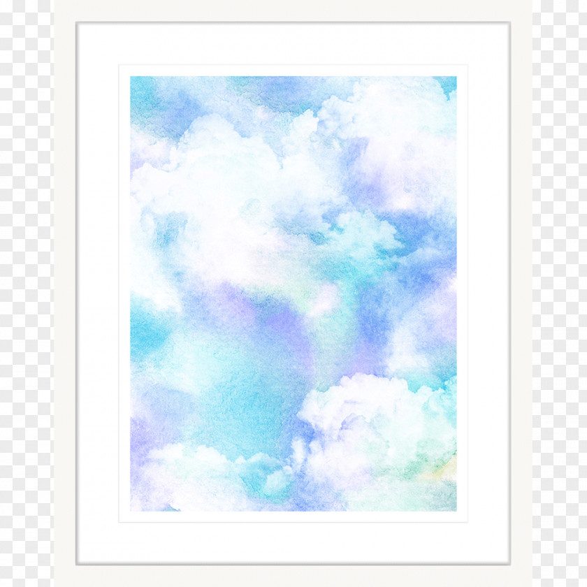 Cloud Watercolor Picture Frames Painting Blue PNG