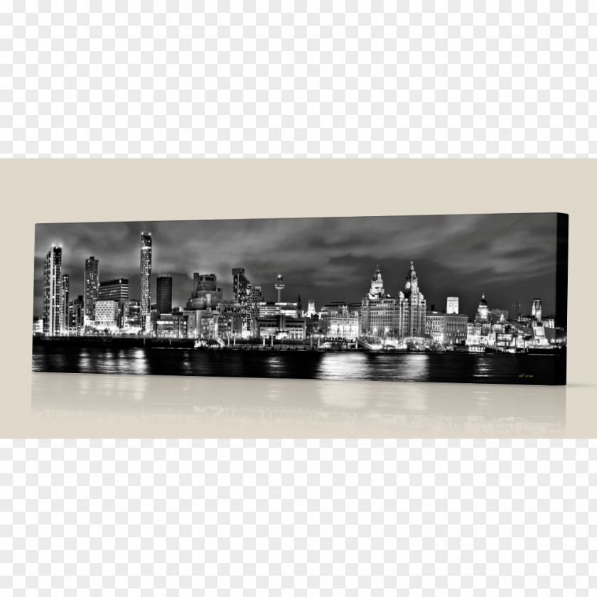 Night Building Black And White Canvas Print Photography PNG