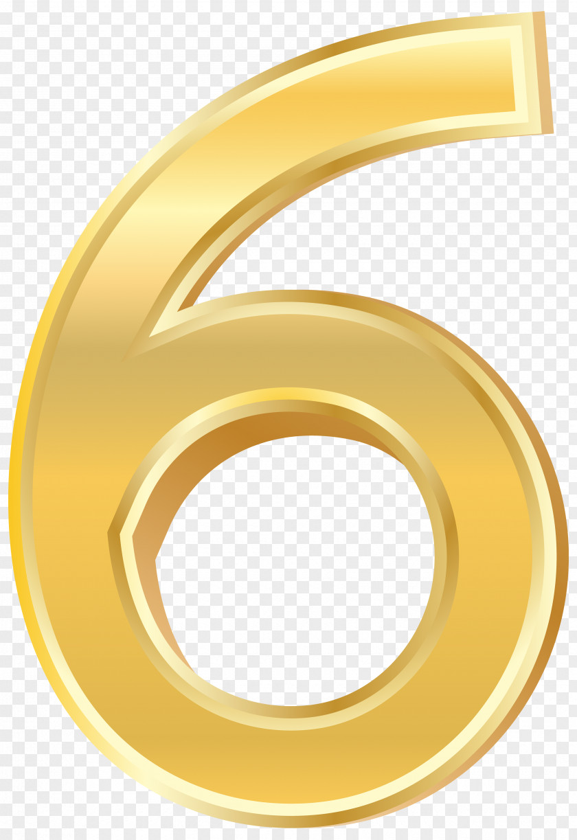 Gold Style Number Six Clip Art Image Numerical Digit Design PNG