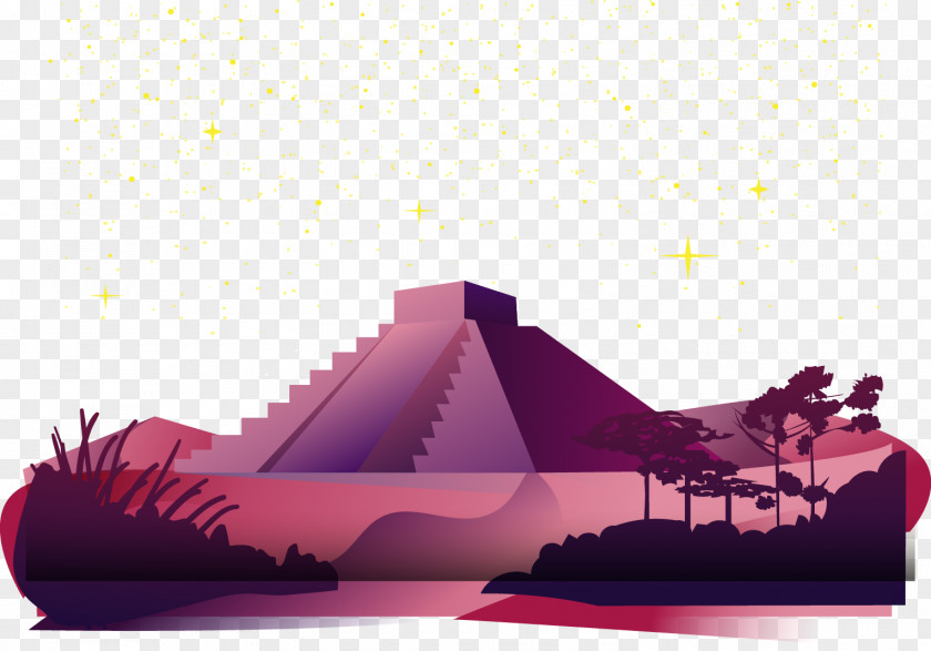 The Pyramid Vector Under Night Euclidean Illustration PNG