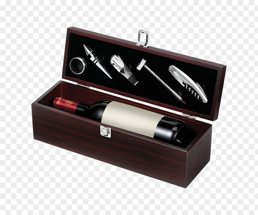 Wooden Box Wine Gift Corkscrew Bottle PNG