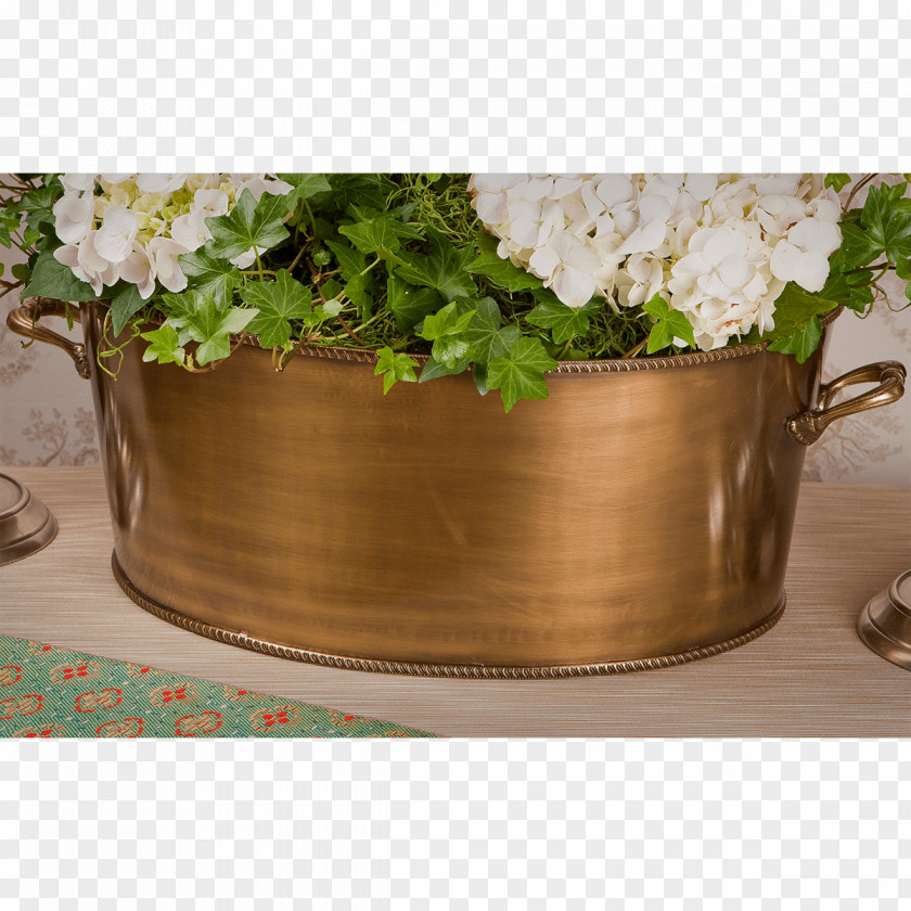 Antique Brass Flowerpot Plant Rectangle Centrepiece PNG