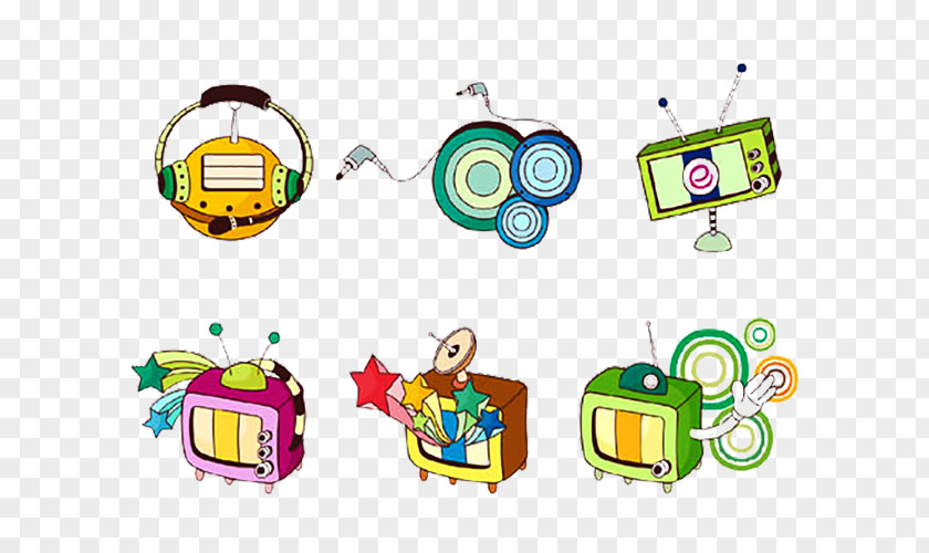 Electric Hand-painted TV Television Clip Art PNG