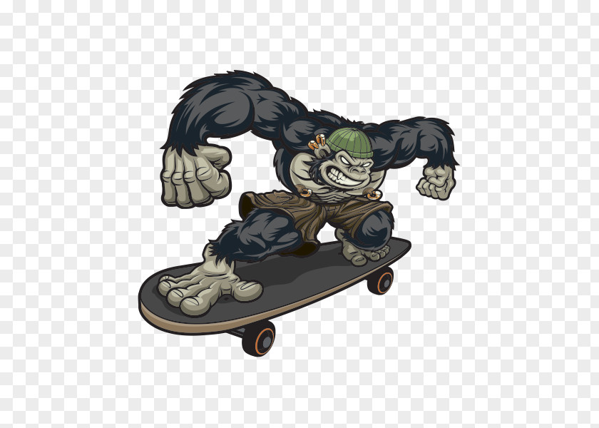 Monkey Western Gorilla Ape Skateboarding PNG