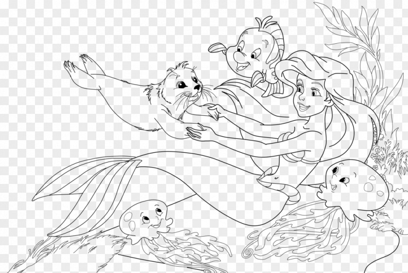 Mermaid Ariel Coloring Pages Book King Triton PNG