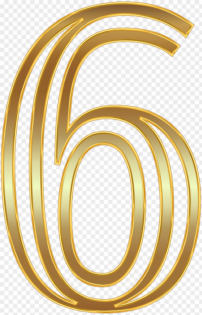 Number Six Gold Clip Art Image PNG