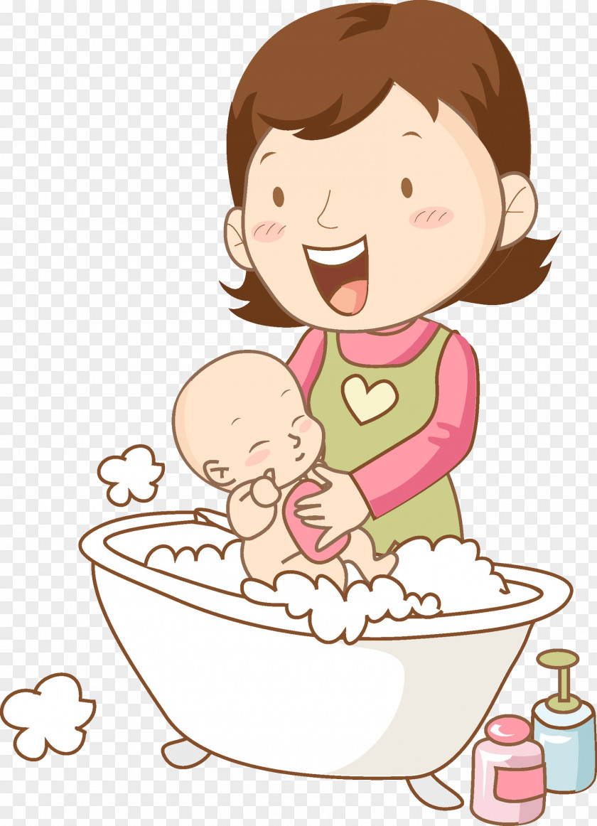 Mother Bathed The Baby Child Clip Art PNG