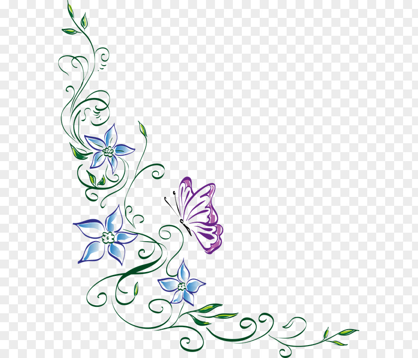 Border Design Flower And Butterfly Floral Clip Art Image PNG