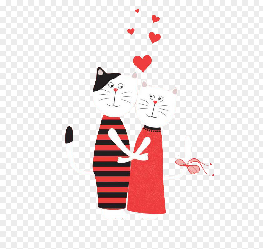 Love Cats Greeting Card Valentines Day Illustration PNG