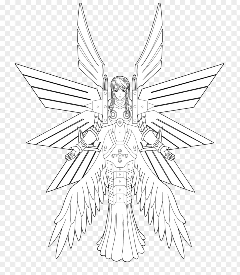 Ophanimon Line Art Drawing White Character /m/02csf PNG