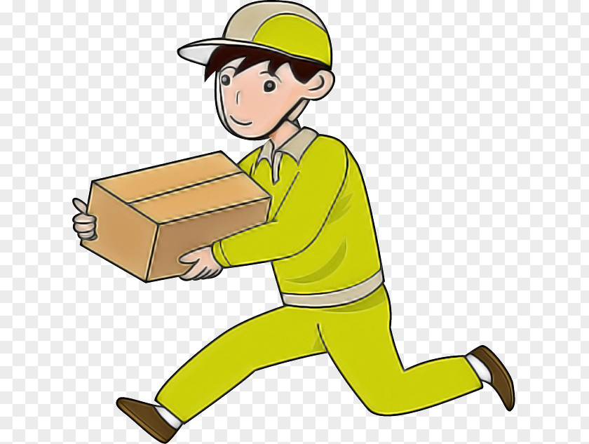 Reading Package Delivery Cartoon Construction Worker Yellow Finger Headgear PNG