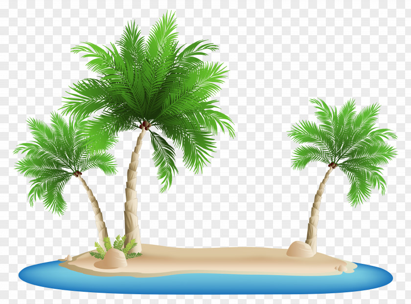 Palm Trees Island Clipart Image Beach Clip Art PNG