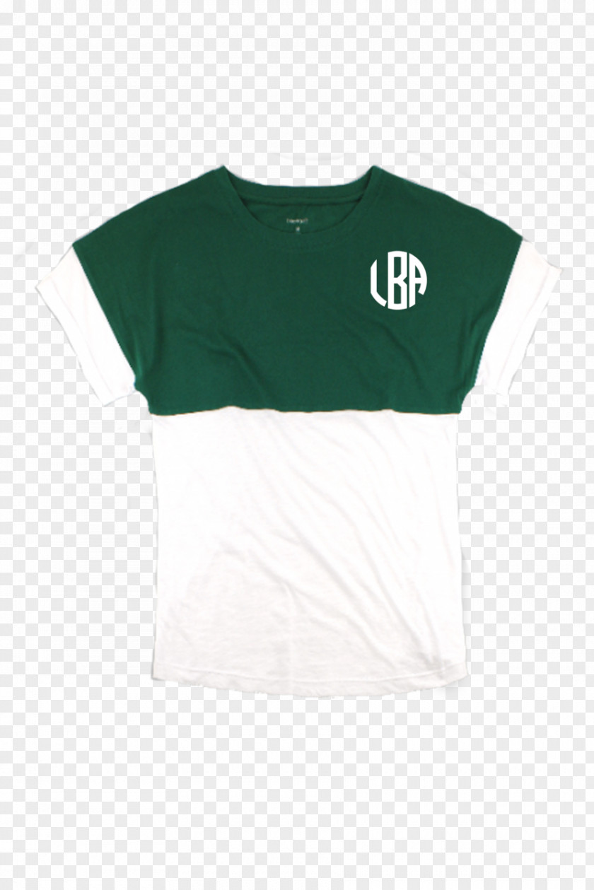 White Short Sleeves T-shirt Green Sleeve Font PNG