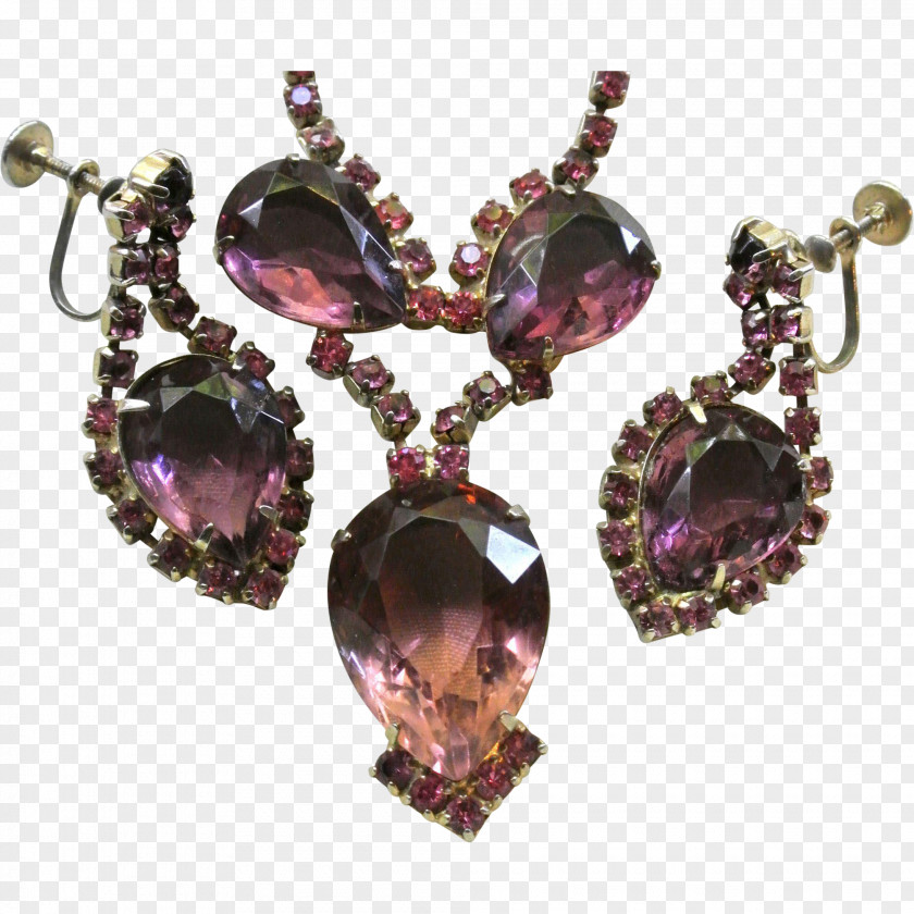 Purple Amethyst Earring Necklace Charms & Pendants PNG