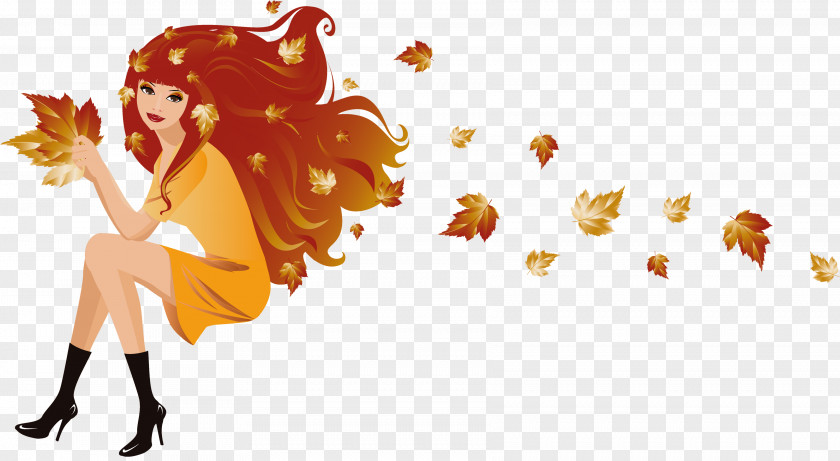 Autumn Woman Clip Art PNG