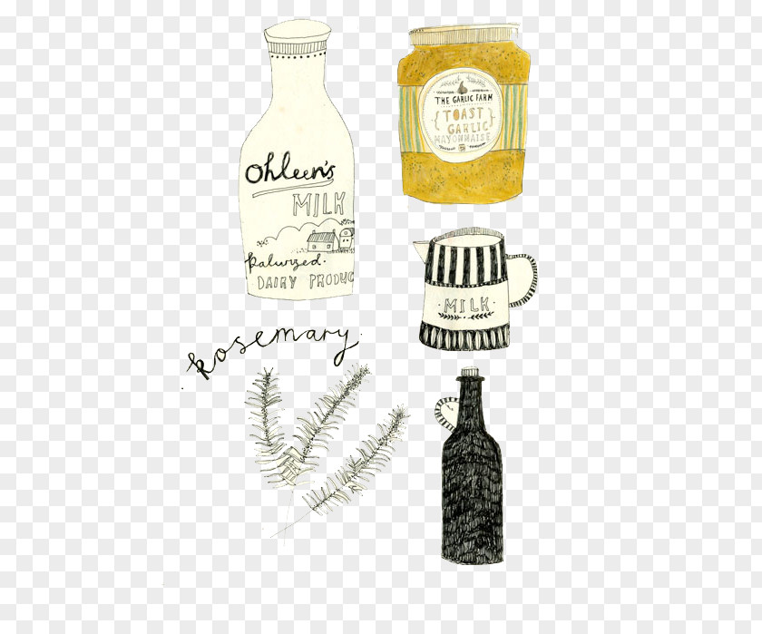Hand-painted Vintage Beverage Labels Drink Art Illustration PNG