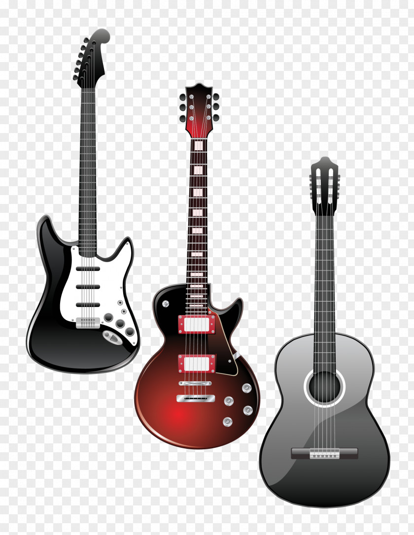 Three Guitar Vector Material Electric Fender Mustang Clip Art PNG
